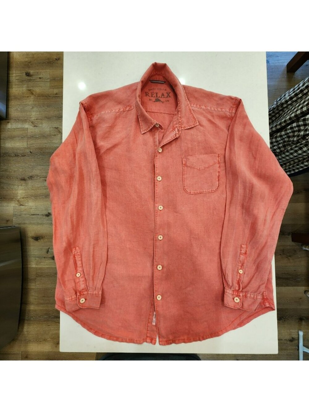 Vintage Fader Tommy Bahama 100% Linen Seaglass Breezer Button Up Shirt XL
